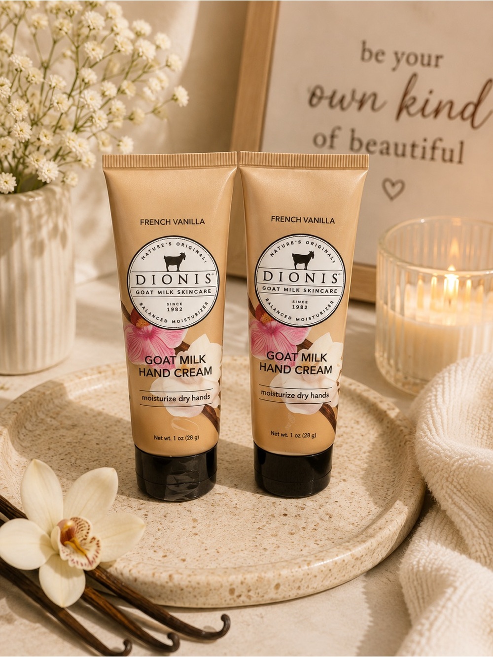 NWT Dionis French Vanilla Goat Milk Hand Cream Duo Set - 1 oz Each